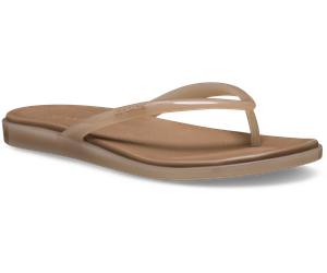 Zehentrenner CROCS "Miami Jelly Round Toe Flip", Damen, Gr. 41, beige (milk chocolate), Croslite™, Schuhe Zehentrenner, Sommerschuh, Urlaubsschuh, Strandschuh mit Zehensteg (87668660-41) milk chocolat