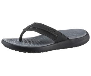 Zehentrenner CROCS "Yukon Vista II Flip", Herren, Gr. 43, schwarz, Lederimitat, Schuhe Zehentrenner, Sandale, Sommerschuh mit Ziernaht (84354013-43) schwarz