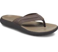 Zehentrenner CROCS "Yukon Vista II Flip", Herren, Gr. 48, braun (espresso), Lederimitat, Schuhe Zehentrenner, Sandale, Sommerschuh mit Ziernaht (59516650-48)