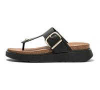 Zehentrenner FITFLOP "GEN-FF", Damen, Gr. 40, schwarz, Leder, unifarben, Schuhe Zehentrenner, Keilabsatz, Sommerschuh, Schlappen mit verstellbarer Schnalle (68275805-40)