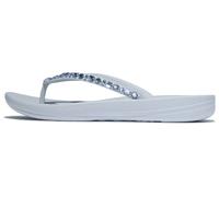 Zehentrenner FITFLOP "iQUSHION MULTI-CRYSTAL", Damen, Gr. 38, blau (hellblau), Synthetik, Schuhe Zehentrenner, Sandale, Flats, Pool Slides mit Schmucksteinen verziert (77563034-38) hellblau