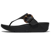 Zehentrenner FITFLOP "LULU RESIN-BUCKLE LEATHER TOE-POST SANDALS", Damen, Gr. 36, schwarz, Rindsleder, unifarben, klassisch, Schuhe, Pantolette, Slides, Flats mit verstellbarer Schnalle (35067052-36)