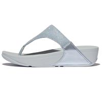 Zehentrenner FITFLOP "LULU SHIMMERLUX TOE-POST SANDALS", Damen, Gr. 41, blau (hellblau), Synthetik, Textil, Glitzer, Schuhe Zehentrenner, Keilabsatz, Sommerschuh, Schlappen in schimmernder Optik (4147