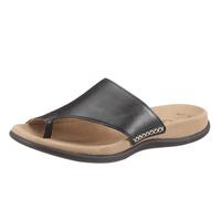 Zehentrenner GABOR, Damen, Gr. 36, schwarz, Nappaleder, Schuhe Zehentrenner, Keilabsatz, Sommerschuh, Dianette mit kontrastfarbiger Stickerei, Topseller (626748-36)
