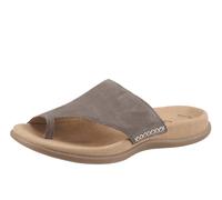 Zehentrenner GABOR, Damen, Gr. 37, grau (taupe), Nubukleder, Schuhe Zehentrenner, Keilabsatz, Sommerschuh, Dianette mit kontrastfarbiger Stickerei (350399-37) taupe
