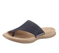 Zehentrenner GABOR, Damen, Gr. 45 (10), blau (nachtblau), Nubukleder, Schuhe Zehentrenner, Keilabsatz, Sommerschuh, Dianette mit kontrastfarbiger Stickerei (215529-45) nachtblau