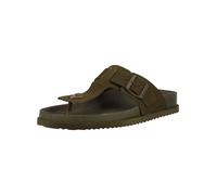 Zehentrenner GEOX "Geox Pantoletten Veloursleder", Damen, Gr. 41, military, Veloursleder, Schuhe Zehentrenner (42082910-41)