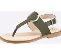 Zehentrenner HEINE, Damen, Gr. 41, khaki, Glattleder, Leder, Rindsleder, Schuhe Zehentrenner (56036829-41) khaki