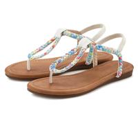 Zehentrenner LASCANA, Damen, Gr. 36, beige (beige, blau), Obermaterial: 100% Lederimitat. Futter: 100% Lederimitat. Decksohle: 100% Lederimitat. Laufsohle: 100% Synthetik, mehrfarbig, Flechtoptik, cas