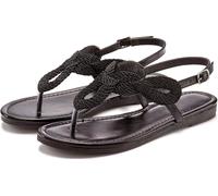 Zehentrenner LASCANA, Damen, Gr. 36, schwarz, Obermaterial: 100% Textilmaterial. Futter: 100% Lederimitat. Decksohle: 100% Lederimitat. Laufsohle: 100% Synthetik, unifarben, metallic, elegant, Schuhe 