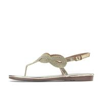 Zehentrenner LASCANA Gr. 38, goldfarben Damen Schuhe Damenschuh Sandale Sommerschuh Zehenstegsandale Strandaccessoires Sandale, Pantolette im Metallic-Look VEGAN (19760103-38)