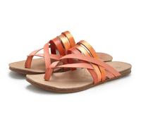 Zehentrenner LASCANA, Damen, Gr. 42, orange, Obermaterial: 100% Rindsleder. Decksohle: 100% Rindsleder. Laufsohle: 100% Synthetik, metallic, Schuhe Zehentrenner, Sandale, Pantolette aus Leder mit Kork
