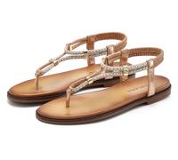 Zehentrenner LASCANA, Damen, Gr. 42, rosa (rose), Obermaterial: 100% Lederimitat. Decksohle: 100% Lederimitat. Laufsohle: 100% Synthetik, unifarben, Schuhe Zehentrenner, mit Schmucksteinchen, Sandale 