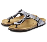 Zehentrenner LASCANA "Sandale, Pantolette, offener Schuh, Sommerschuh", Damen, Gr. 37, silber (anthrazit), Obermaterial: 100% Lederimitat. Decksohle: 100% Rindsleder. Futter: 100% Textilmaterial. Lauf