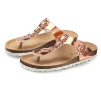 Zehentrenner LASCANA, Damen, Gr. 42, rosa (roségoldfarben), Obermaterial: 100% Lederimitat. Futter: 100% Textilmaterial. Decksohle: 100% Rindsleder. Laufsohle: 100% Synthetik, metallic, glänzend, modi