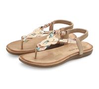Zehentrenner LASCANA "Sommerschuh, offener Schuh, Sandalette", Damen, Gr. 36, beige, Obermaterial: 100% Baumwolle. Decksohle: 100% Textilmaterial. Laufsohle: 100% Synthetik, mehrfarbig, Schuhe Zehentr