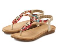 Zehentrenner LASCANA, Damen, Gr. 42, bunt, Obermaterial: 50% Lederimitat, 50% Textilmaterial. Decksohle: 100% Textilmaterial. Laufsohle: 100% Synthetik, gemustert, Schuhe Zehentrenner, Sandale mit ela