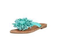 Zehentrenner LAZAMANI "Lazamani Pantoletten Leder/Textil", Damen, Gr. 39, türkis, Leder, Textil, Schuhe Zehentrenner (33980141-39) türkis