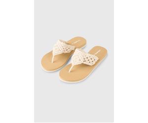 Zehentrenner O'NEILL "DITSY CROCHET SANDALS", Damen, Gr. 37, snow weiß, Synthetik, Schuhe Zehentrenner, Sommerschuh, Sandale, Schlappen, mit Gummilaufsohle (68764848-37) snow weiß