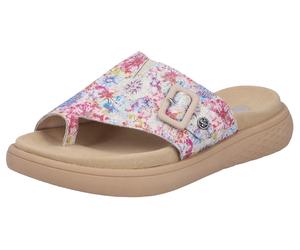 Zehentrenner RIEKER, Damen, Gr. 42, bunt (multi), Lederimitat, Schuhe Zehentrenner, Pantolette, Sommerschuh, Hausschuh zum Schlupfen (17912365-42) multi