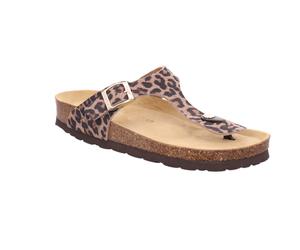 Zehentrenner ROHDE "SUNNYS", Damen, Gr. 37, braun (leo), Veloursleder, Schuhe Zehentrenner, Pantolette, Sommerschuh, Strandschuh im modischen Leo-Look (48557961-37) leo