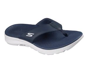 Zehentrenner SKECHERS "GO CONSISTENT SANDAL 2.0 CANTON", Herren, Gr. 46, navy, weiß, Synthetik, kontrastfarbene Details, Schuhe Zehentrenner, Badeschuh, Sommerschuh, Flat mit Goga Mat Fußbett (7417190