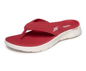 Zehentrenner SKECHERS "GO WALK FLEX SANDAL", Damen, Gr. 39, rot, Textil, Strukturmuster, unifarben, Schuhe Zehentrenner, Badeschuh, Strandschuh, Sommerschuh mit Goga Mat Fußbett, Topseller (72927907-3