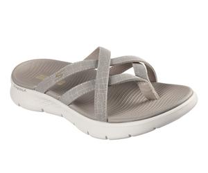 Zehentrenner SKECHERS "GO WALK FLEX SANDAL-SSSELENA", Damen, Gr. 42, taupe, Textil, Schuhe Zehentrenner, Sommerschuh, Strandschuh, Sandale, Badeschuh mit Komfortfußbett (26464513-42) taupe