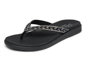 Zehentrenner SKECHERS "MEDITATION LUXE-", Damen, Gr. 36, schwarz, Lederimitat, Glitzer, Schuhe Zehentrenner, Strandschuh, Sommerschuh, Badeschuh mit Glitzersteinchen (28484241-36) schwarz