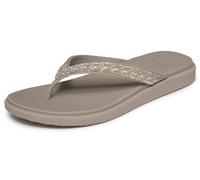 Zehentrenner SKECHERS "MEDITATION LUXE-", Damen, Gr. 40, beige (taupe, multi), Lederimitat, Glitzer, Schuhe Zehentrenner, Strandschuh, Sommerschuh, Badeschuh mit Glitzersteinchen (24372860-40) taupe,