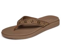 Zehentrenner SKECHERS "MEDITATION LUXE", Damen, Gr. 40, braun, Textil, Glitzer, Schuhe Zehentrenner, Sommerschuh, Strandschuh, Urlaubsschuh mit Glitzersteine (24359346-40) braun