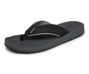 Zehentrenner SKECHERS "QUILL - BOARD VIEW", Herren, Gr. 47,5, schwarz, Lederimitat, Schuhe Zehentrenner, Sommerschuh, Strandschuh, Badeschuh mit Memory Foam (63060409-47,5) schwarz