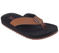 Zehentrenner SKECHERS "TANTRIC-COPANO", Damen, Gr. 47,5, braun, Lederimitat, Schuhe Zehentrenner, Sommerschuh, Schlappen, Poolslides, Badeschuh, mit Luxe Foam (41101809-47,5)