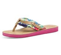 Zehentrenner TAMARIS "AVRIL", Damen, Gr. 38 (5), grün (grün kombiniert), Lederimitat, Textil, Schuhe Zehentrenner, Sommerschuh, Flats, Schlappen mit T-Logoanhänger (32676826-38) grün kombiniert