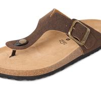 Zehentrenner TAMARIS "CORRA", Damen, Gr. 37, dunkelbraun, Nubuklederimitat, unifarben, Schuhe Zehentrenner, Sommerschuh, Schlupfschuh mit angenehmen Zehensteg (96398238-37) dunkelbraun