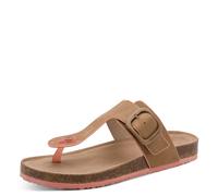 Zehentrenner TAMARIS, Damen, Gr. 37, beige (sand), Textil, unifarben mit Farbeinsatz, Basic, Schuhe Zehentrenner, Schlupfschuh, Flats, Bequemschuh, Hausschuh mit T-Logo (41976840-37) sand
