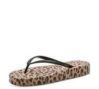 Zehentrenner TAMARIS, Damen, Gr. 40, cognac leo, Lederimitat, Schuhe Zehentrenner, Dianette, Sommerschuh, Pool Slide, Flat mit stylischen Print (71484234-40) cognac leo