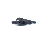 Zehentrenner TOMMY HILFIGER "COMFORT PADDED PERF BEACH SANDAL", Damen, Gr. 47, dunkelblau, Lederimitat, Textil, Schuhe Zehentrenner, Sommerschuh, Strandschuh mit modischer Ziersteppung (42765422-47) d