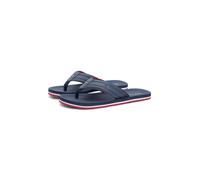 Zehentrenner TOMMY HILFIGER "HILFIGER PADDED BEACH SANDAL", Herren, Gr. 41, dunkelblau, Lederimitat, unifarben, Schuhe Zehentrenner, Sommerschuh, Flats, Strandschuh mit Ziersteppung (38055749-41) dunk