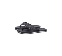 Zehentrenner TOMMY HILFIGER "HILFIGER PADDED BEACH SANDAL", Herren, Gr. 45, schwarz, Lederimitat, unifarben, Schuhe Zehentrenner, Sommerschuh, Flats, Strandschuh mit Ziersteppung (59401105-45) schwarz
