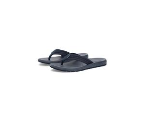 Zehentrenner TOMMY HILFIGER "MOLDED HILFIGER LTH BEACH SANDAL", Herren, Gr. 44, dunkelblau, Textil, Schuhe Zehentrenner, Sommerschuh, Dianette, Flat mit dezentem Label (39119336-44) dunkelblau