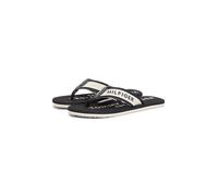 Zehentrenner TOMMY HILFIGER "SPORTY HILFIGER BEACH SANDAL", Herren, Gr. 46, schwarz, Textil, unifarben mit Farbeinsätzen, Basic, Schuhe Zehentrenner, Sommerschuh, Strandschuh, Flats mit Logoschrifzug