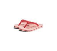 Zehentrenner TOMMY HILFIGER "TH CROCHET SUMMER SANDAL", Damen, Gr. 38, rosa (rot), Textil, Schuhe Zehentrenner, Dianette, Strandschuh in sommerlicher Häkeloptik (41311603-38) rot