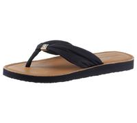 Zehentrenner TOMMY HILFIGER "TH ELEVATED BEACH SANDAL", Damen, Gr. 35, blau (dunkelblau), Textil, Schuhe, Sommerschuh, Bequemschuh, Flats, Schlappen mit TH-Schmuckelement (32157164-35) dunkelblau