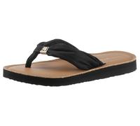 Zehentrenner TOMMY HILFIGER "TH ELEVATED BEACH SANDAL", Damen, Gr. 35, schwarz, Textil, Schuhe Zehentrenner, Sommerschuh, Bequemschuh, Flats, Schlappen mit TH-Schmuckelement (35955107-35) schwarz