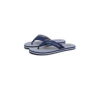 Zehentrenner TOMMY HILFIGER "TH ITHACA STRIPE SUMMER SANDAL", Herren, Gr. 37, navy, weiß, Textil, gestreift, Schuhe Zehentrenner, Sommerschuh, Pool Slide, Dianette, Flat mit Logo-Schriftzug (18945065-