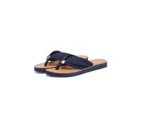 Zehentrenner TOMMY HILFIGER "TH LTR FOOTBED SUMMER SANDAL", Damen, Gr. 37, blau (dunkelblau), Textil, Basic, Schuhe Zehentrenner, Sommerschuh, Strandschuh, Dianette, Flat mit Logoemblem (54867966-37)