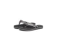 Zehentrenner TOMMY HILFIGER "TH WEBBING SUMMER SANDAL", Damen, Gr. 36, schwarz, weiß, Textil, unifarben mit Farbeinsätzen, Basic, Schuhe Zehentrenner, Sommerschuh, Strandschuh, Dianette mit Streifen u