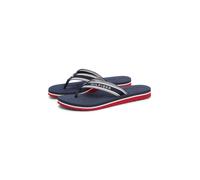 Zehentrenner TOMMY HILFIGER "TH WEBBING SUMMER SANDAL", Damen, Gr. 38, dunkelblau, weiß, rot, Textil, unifarben mit Farbeinsätzen, Basic, Schuhe Zehentrenner, Sommerschuh, Strandschuh, Dianette mit St
