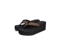 Zehentrenner TOMMY HILFIGER "TH WEDGE SUMMER SANDAL MONO", Damen, Gr. 41, schwarz, Textil, Schuhe Zehentrenner, Keilabsatz, Plateau, Dianette mit TH-Logoprint (94770346-41) schwarz